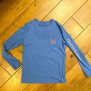 Boys vineyard vines, long sleeve T-shirt, dusty blue